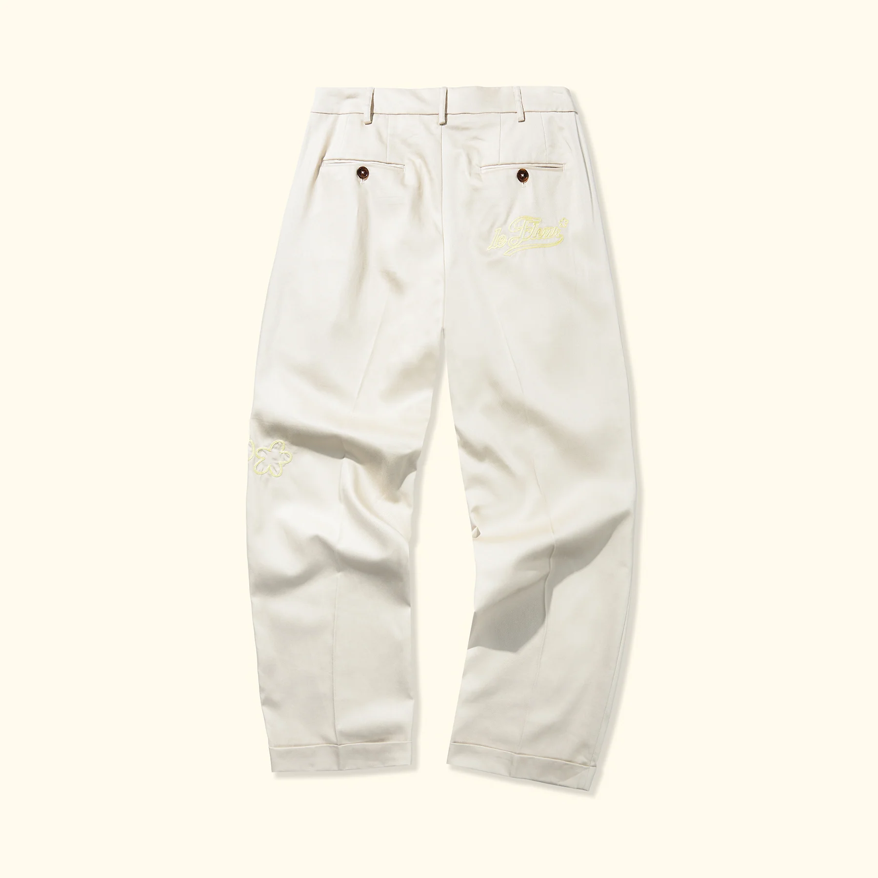 Chainstitch Trousers Cream - Image 2