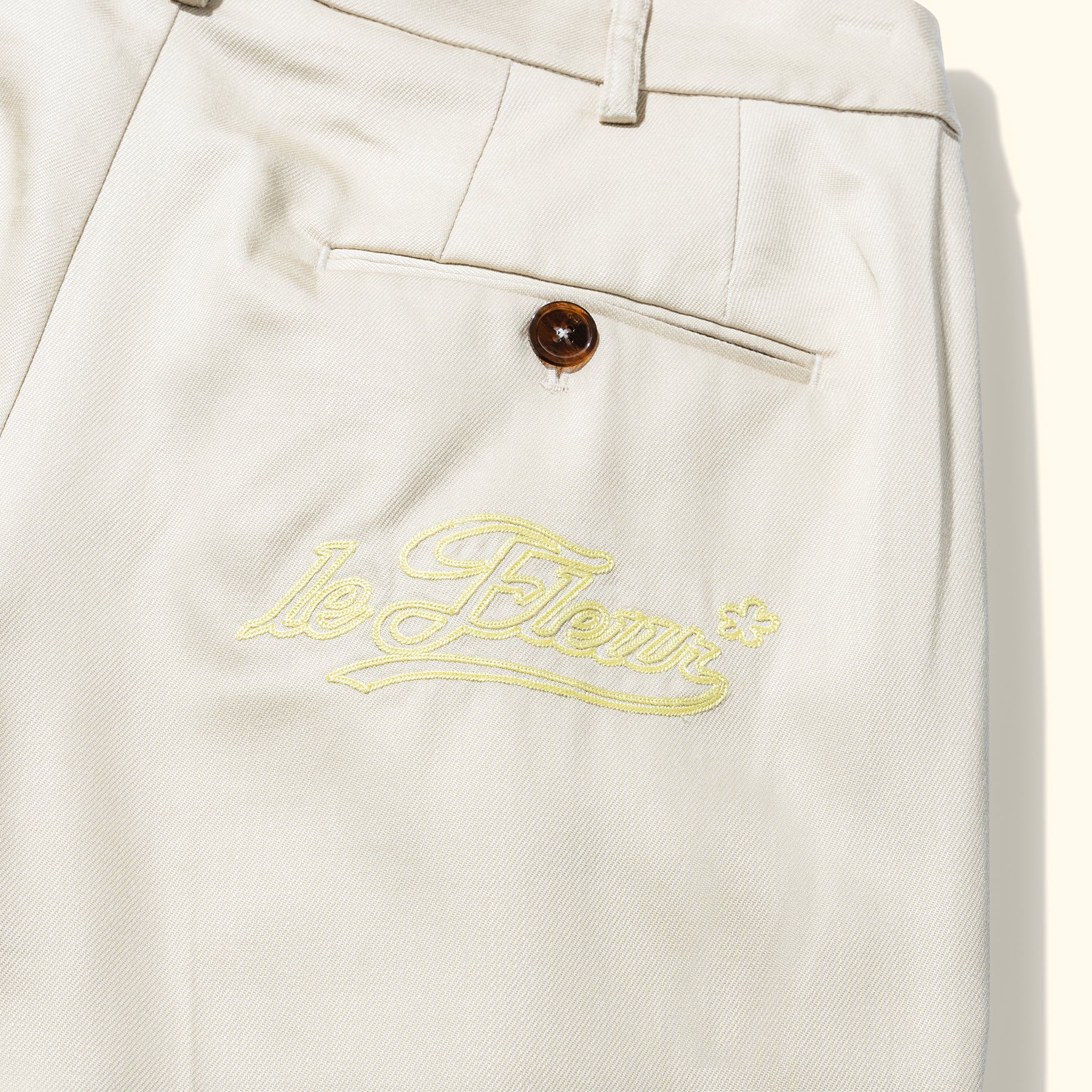 Chainstitch Trousers Cream - Image 3