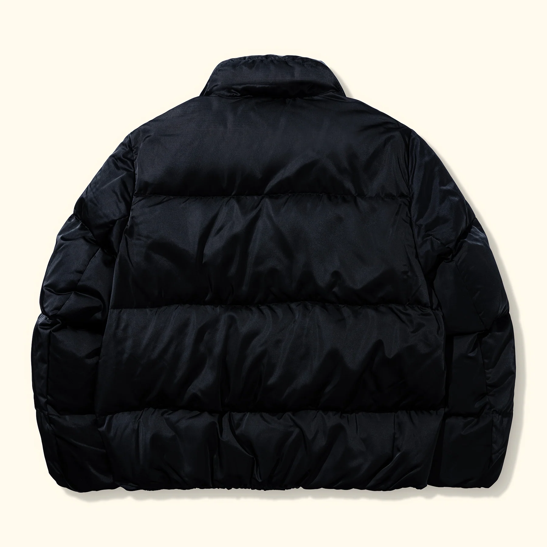 Collared Puffer Jacket Black - Image 2