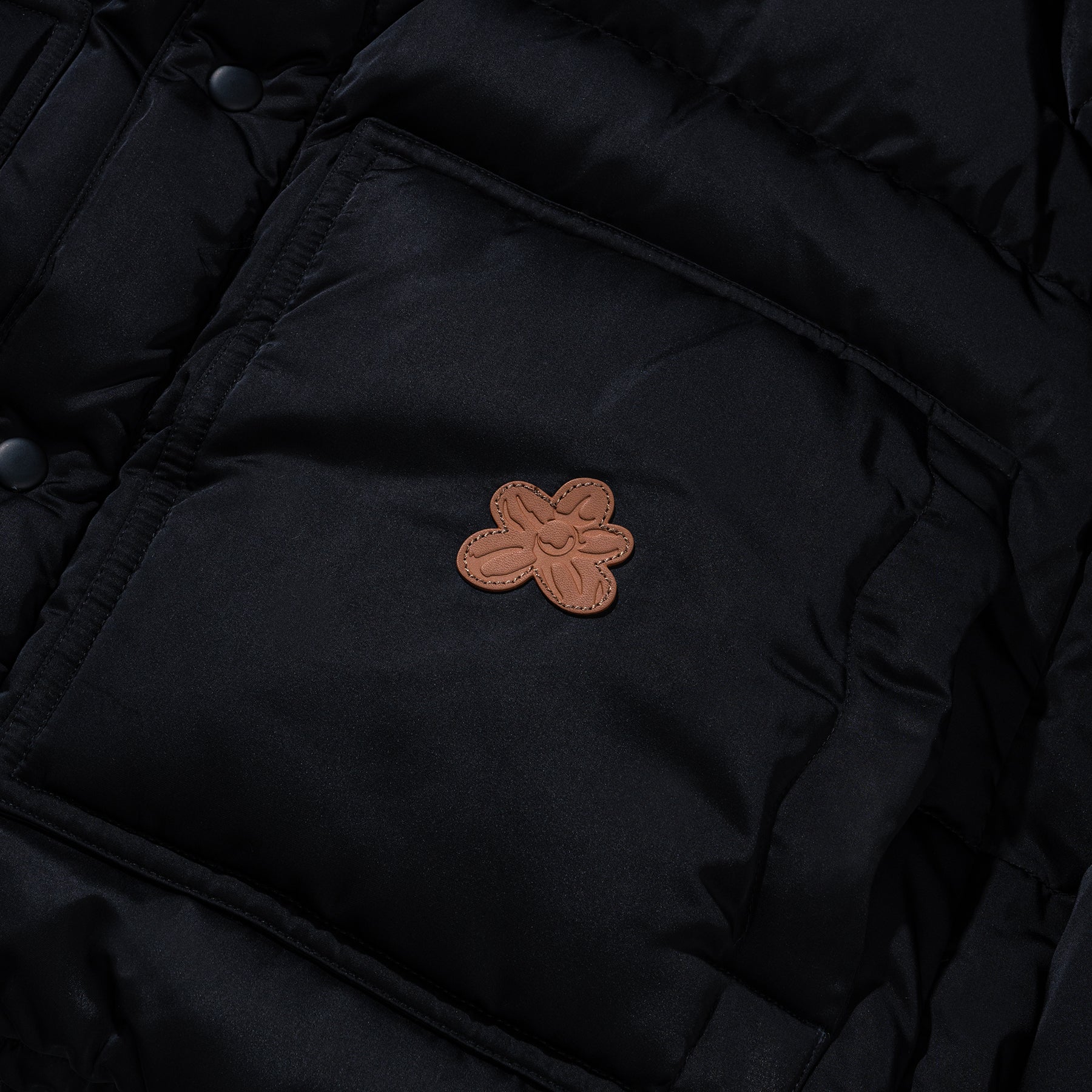 Collared Puffer Jacket Black - Image 3