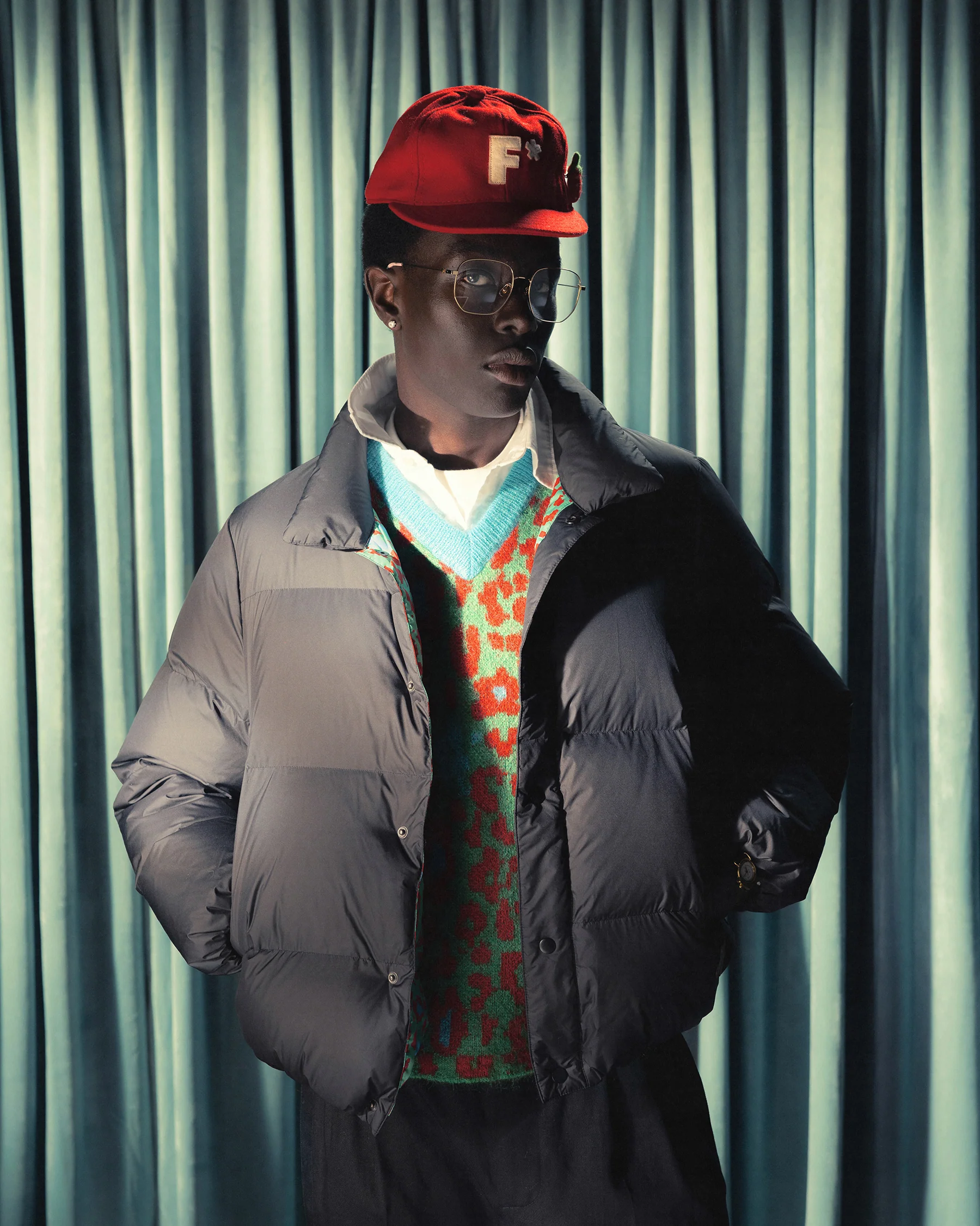 Collared Puffer Jacket Black - Image 4
