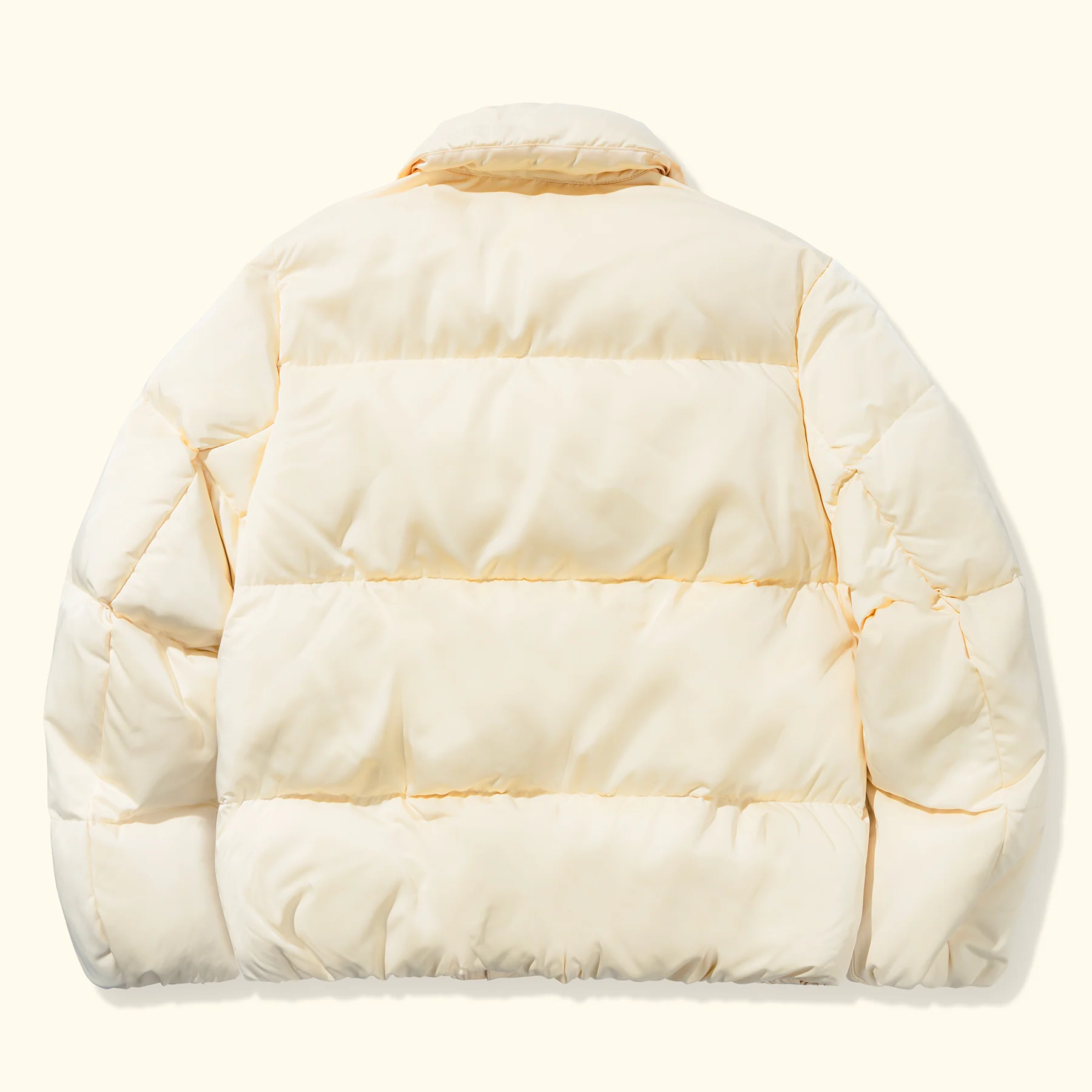 Collared Puffer Jacket Cream - Image 2