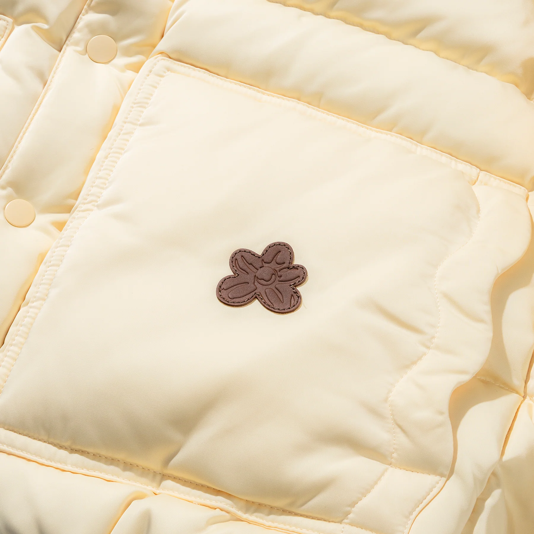 Collared Puffer Jacket Cream - Image 3