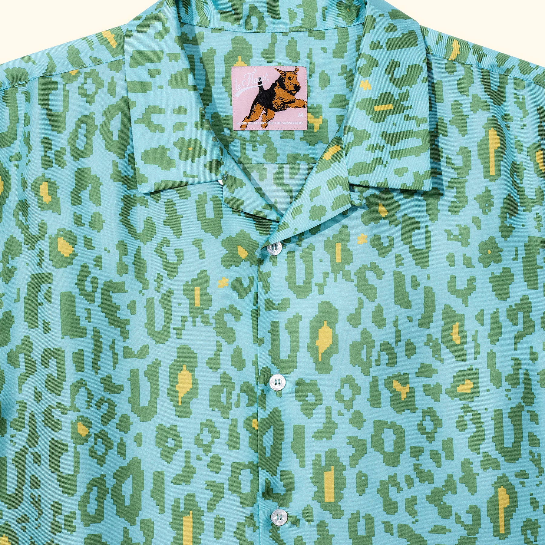 Fleur Camo Silk Button-Up Blue - Image 3