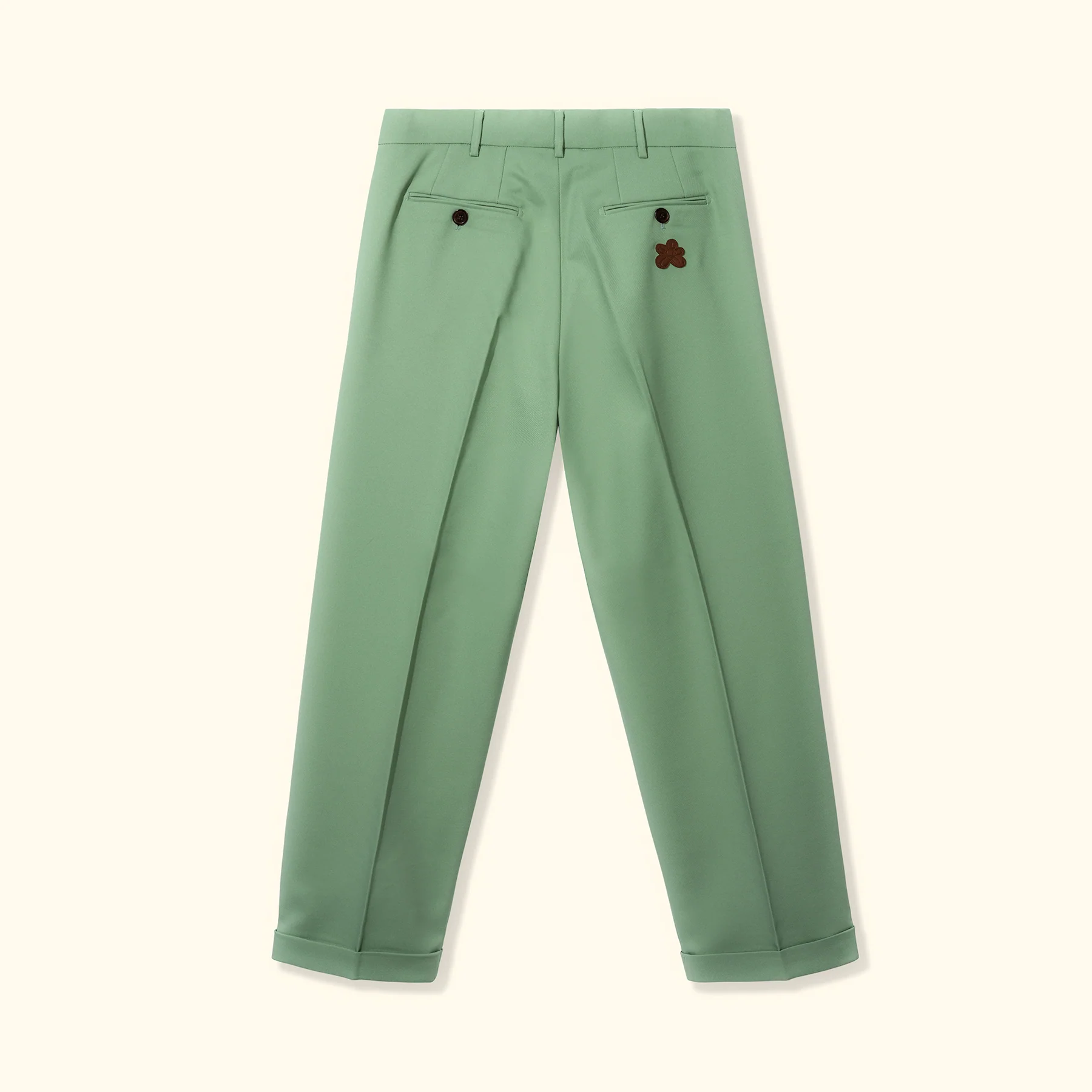 Double Pleated Trousers Drab Green - Image 2