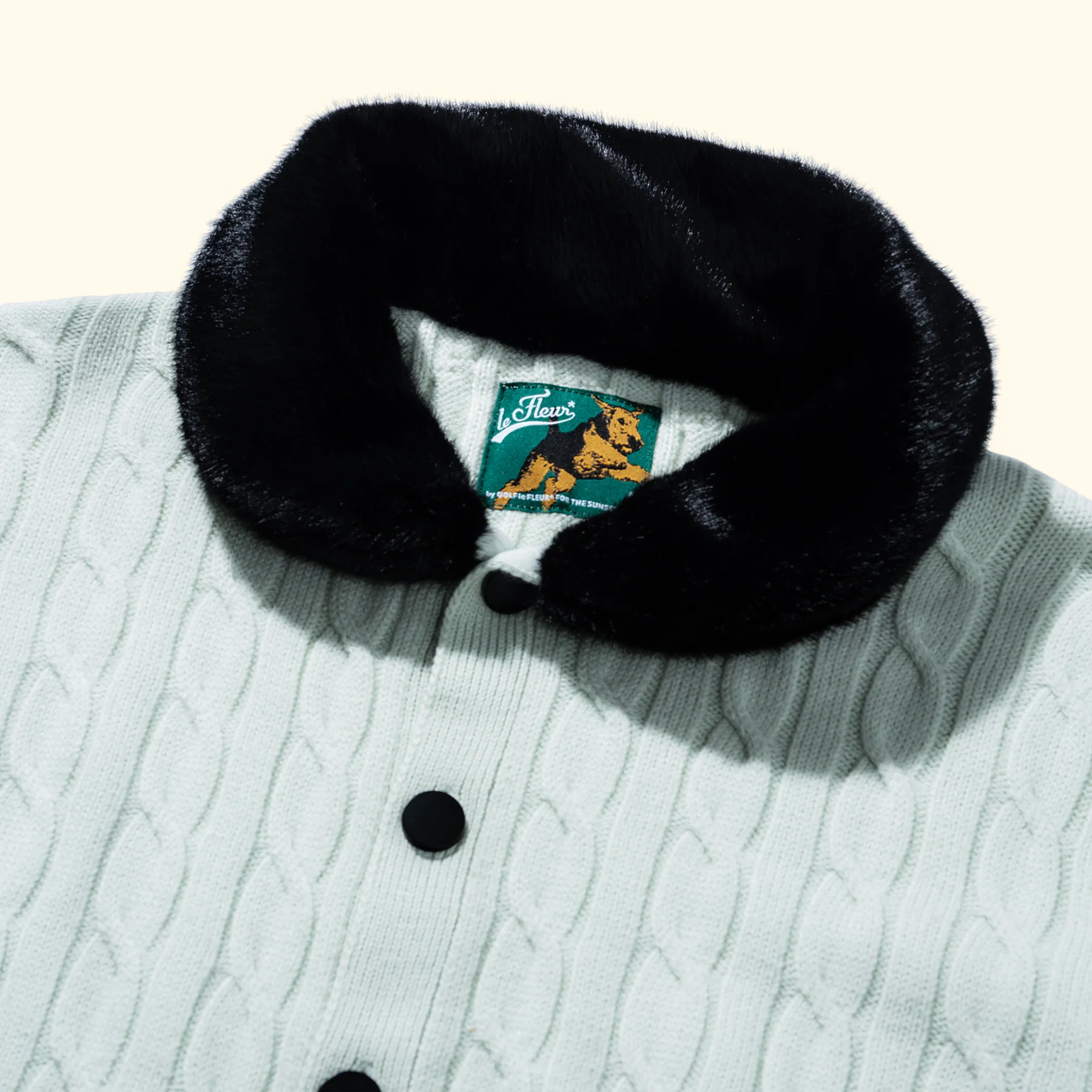 Faux Fur Cardigan Mint - Image 4