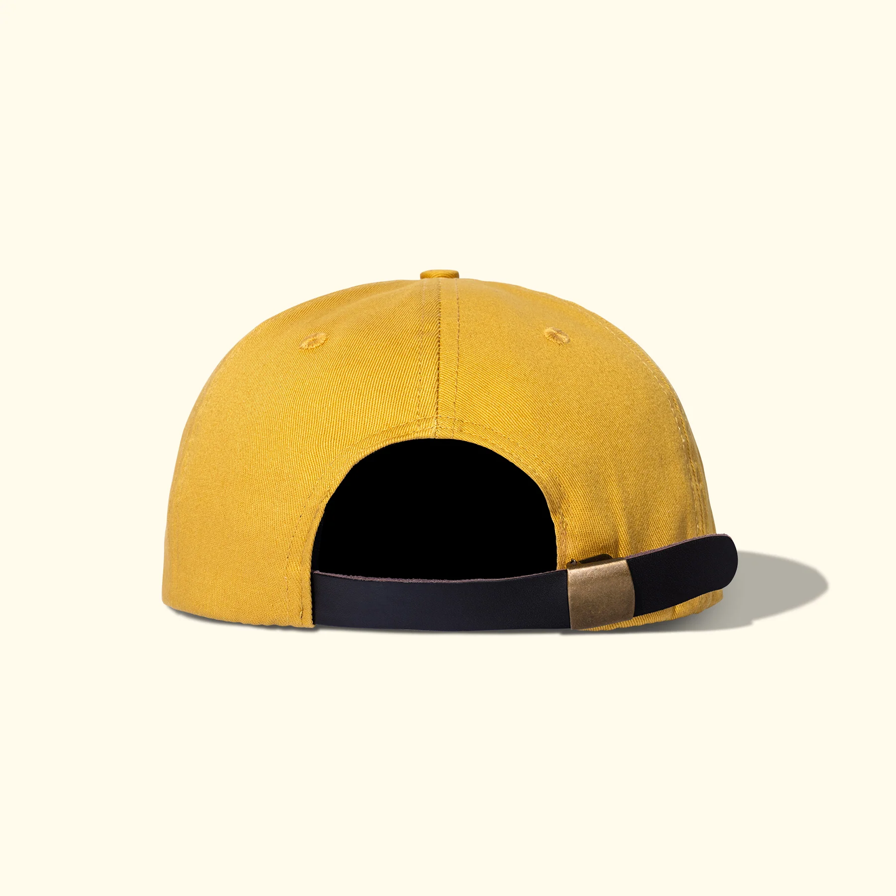 Leather Patch 5 Panel Hat Yellow - Image 3