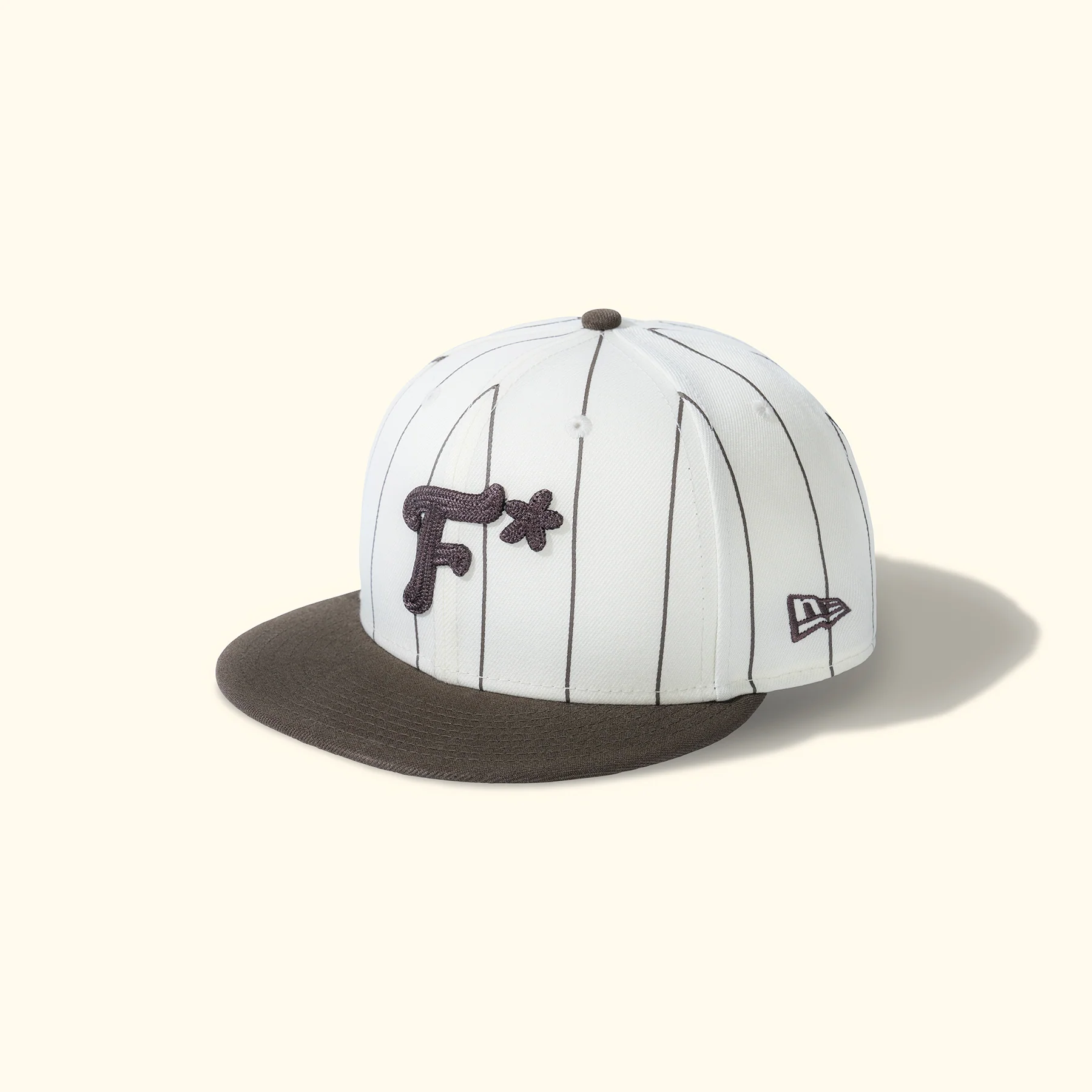 Striped F* Fitted Hat Brown - Image 2