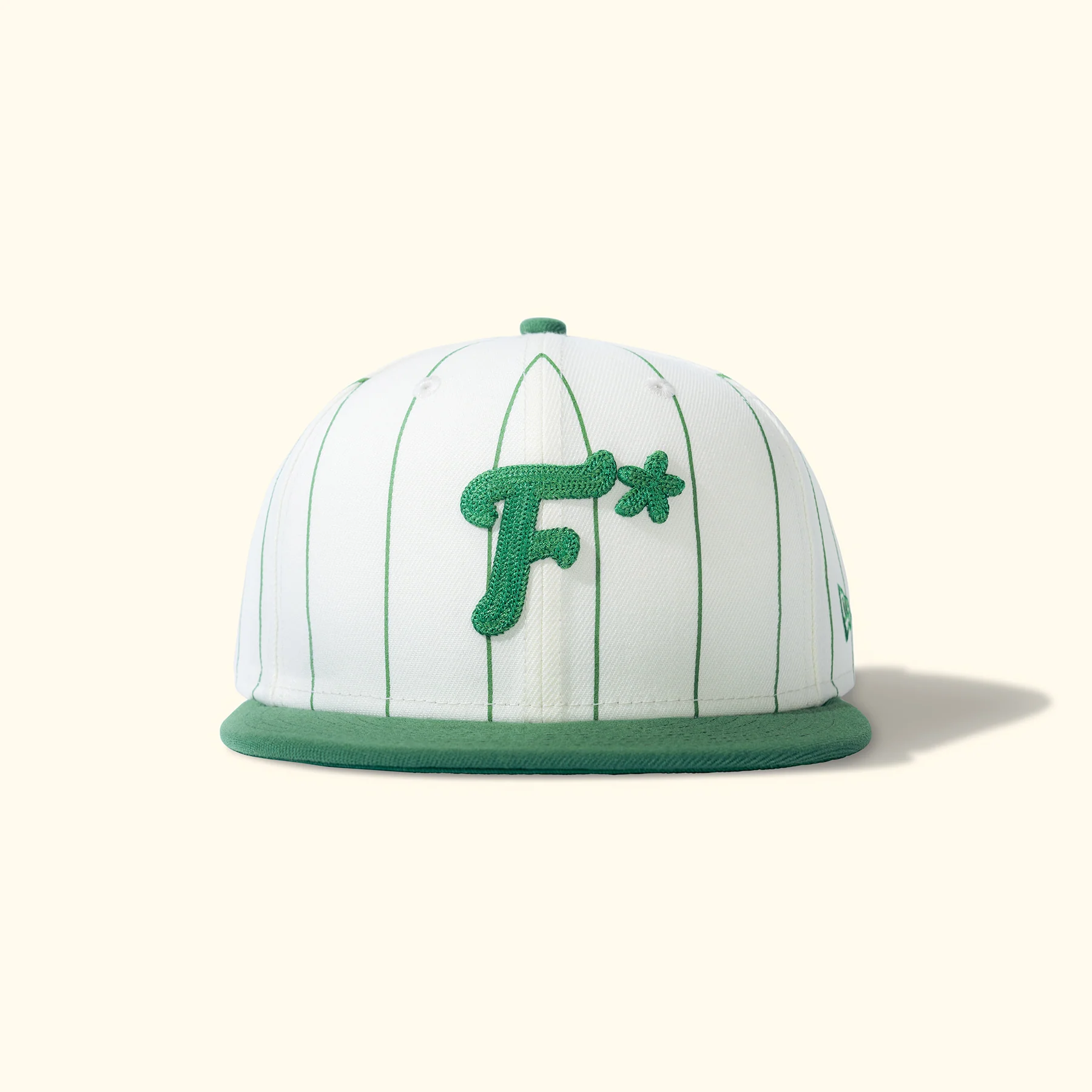Striped F* Fitted Hat Green