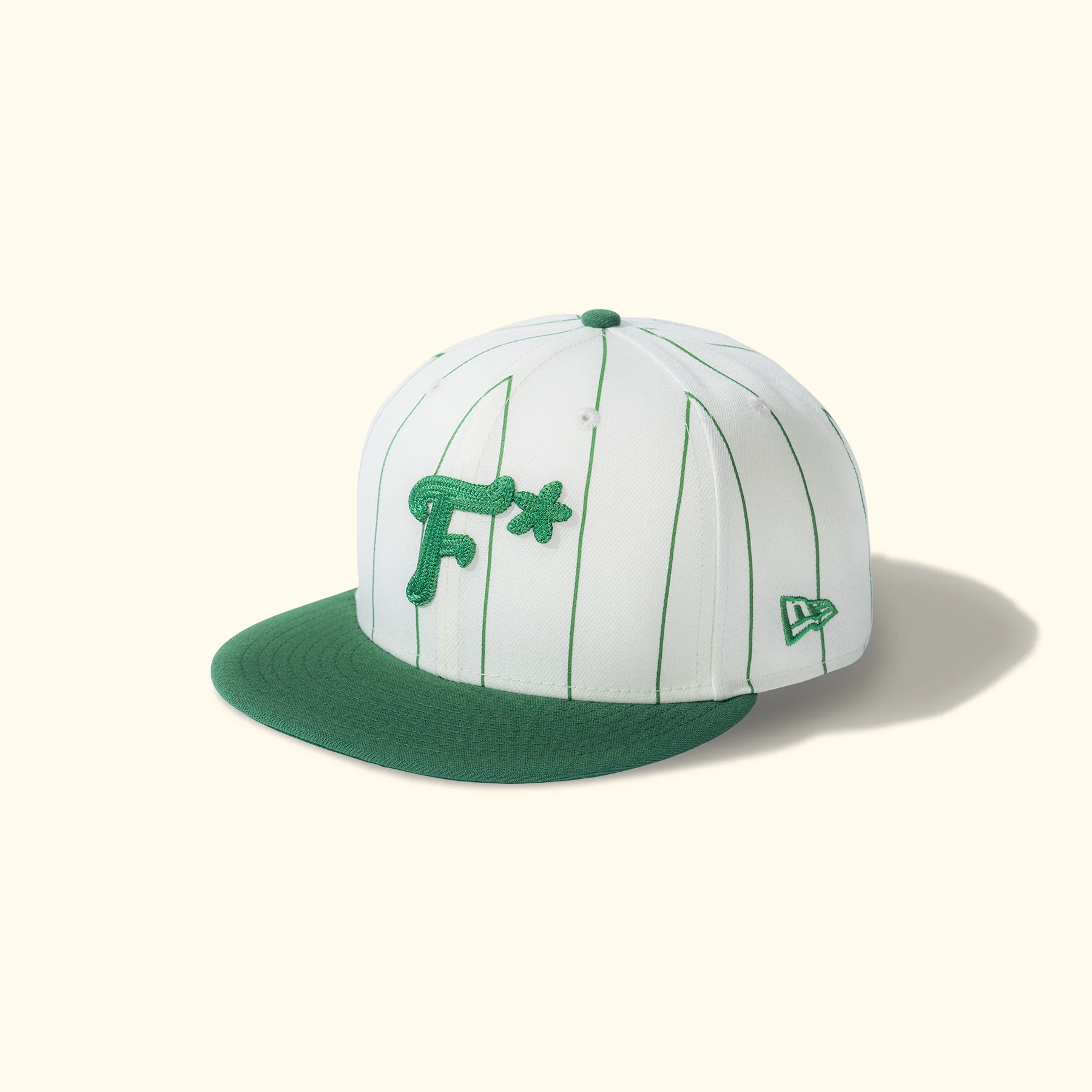 Striped F* Fitted Hat Green - Image 2