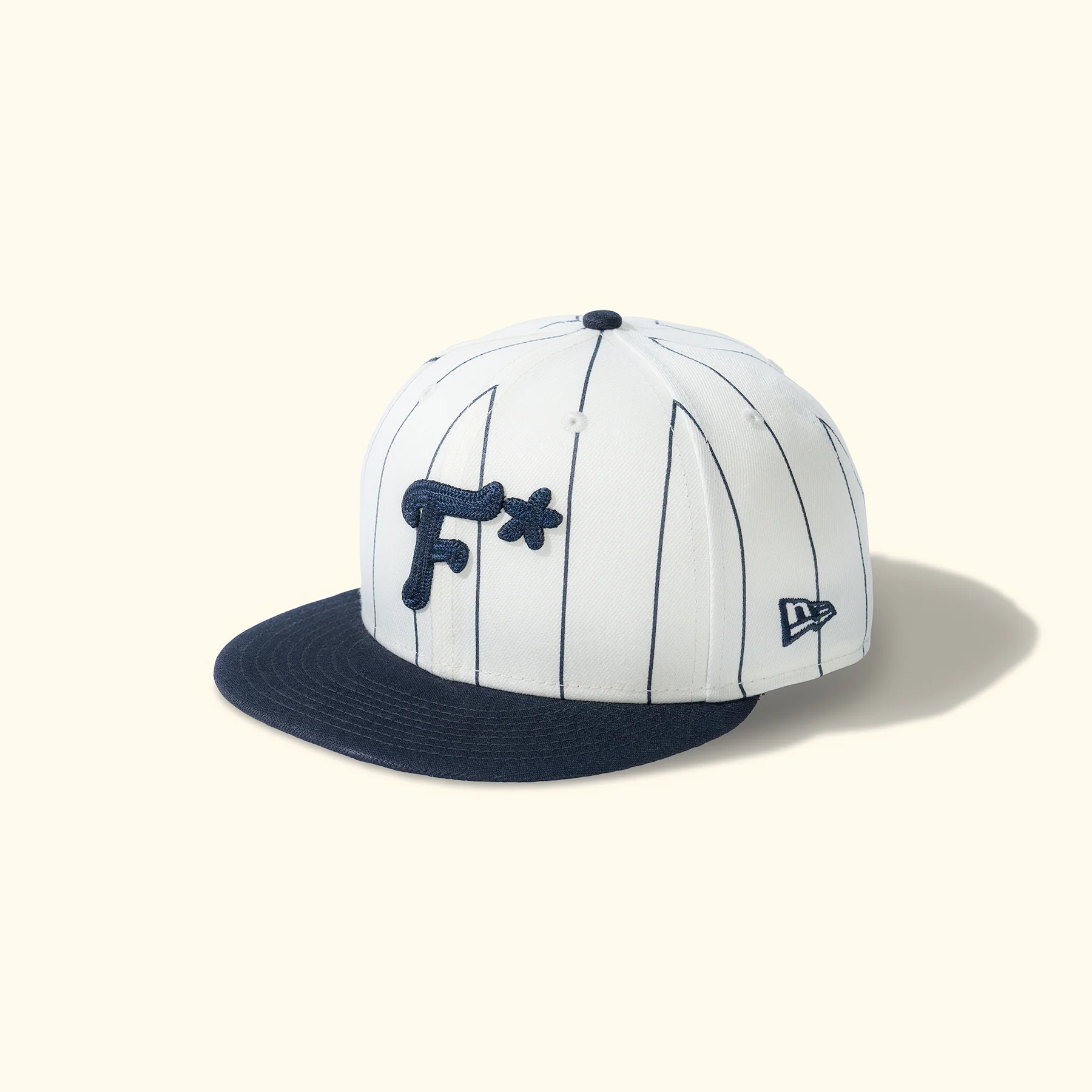 Striped F* Fitted Hat Navy - Image 2